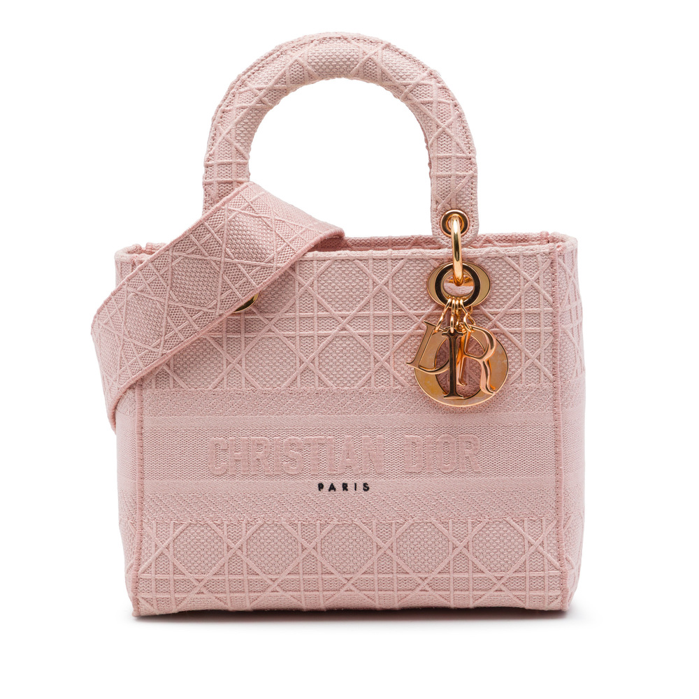 Pre-Loved Dior Medium Embroidered Canvas Cannage Lady D Lite